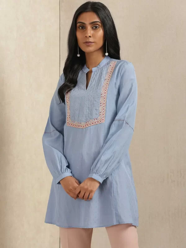 Blue Embroidered Kurti