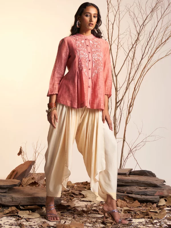 Pink Embroidered Kurti