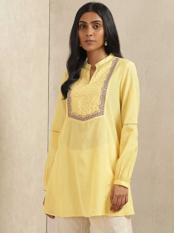 Yellow Embroidered Kurti