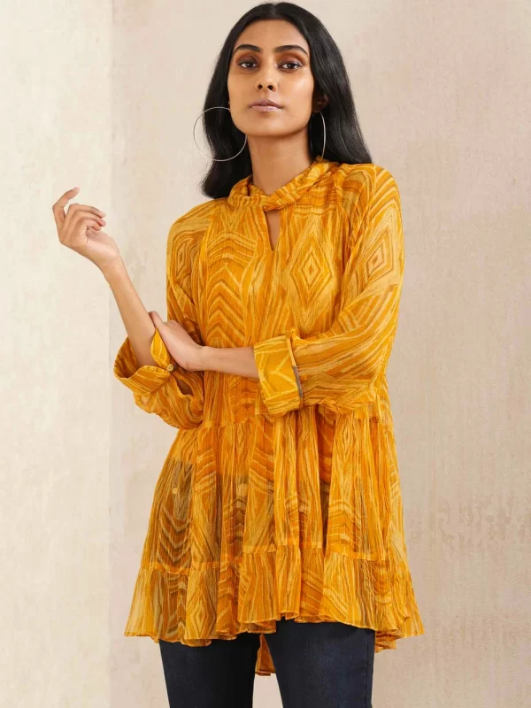 Yellow Designer Printed Kurti